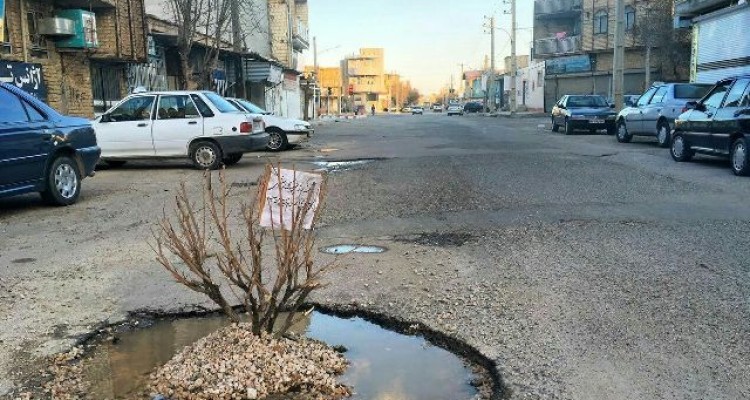 کاشت درخت در وسط خیابان در اعتراض به عملکرد شهرداری و شورای شهر اسلام آبادغرب