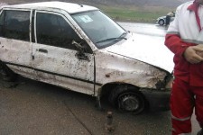 واژگونی پراید در جاده اسلام آبادغرب-کرمانشاه+عکس