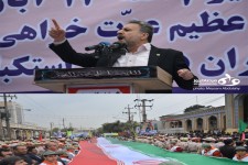 مراسم یوم الله 13 آبان در استان کرمانشاه برگزار شد/ استکبار ستیزی زیر بارش باران