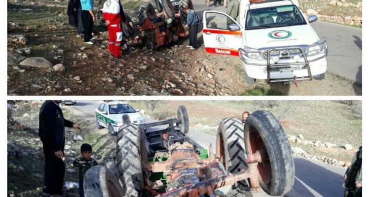 واژگونی تراکتور در اسلام آبادغرب 1مصدوم بر جای گذاشت+عکس