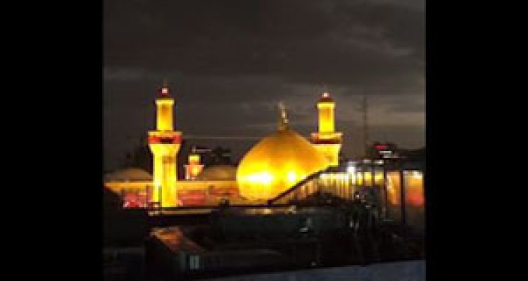 لحظه‌ی اذان مغرب در کربلای معلی +فیلم 