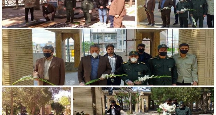 غبارروبی و عطرافشانی مزار شهدای اسلام آبادغرب به مناسبت هفته معلم+عکس