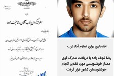 تقدیر انجمن خوشنویسان کشور از رضا نجف زاده جوان اسلام آبادی