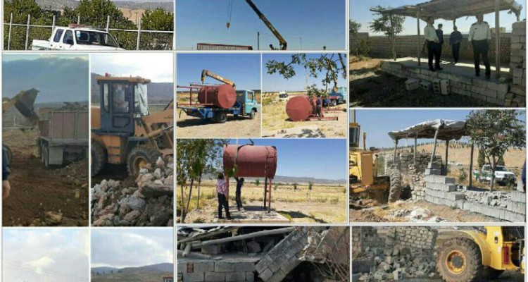 قلع بنای ۱۳ مورد مستحدثات غیرمجاز در اراضی ڪشاورزی شهرستان اسلام آبادغرب 