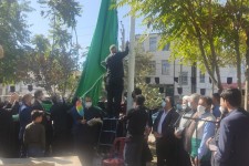 آیین سوگواری و تعویض پرچم میدان امام رضا(ع) در اسلام آبادغرب+فیلم وعکس