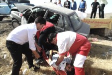 برگزاری مانور امداد جاده ای جمعیت هلال احمر در اسلام آباد غرب