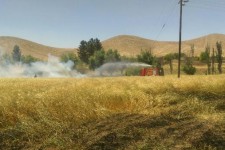 مهار آتش سوزی در گندمزارهای بخش حمیل/ حریق یک هکتار گندم و مرتع منطقه