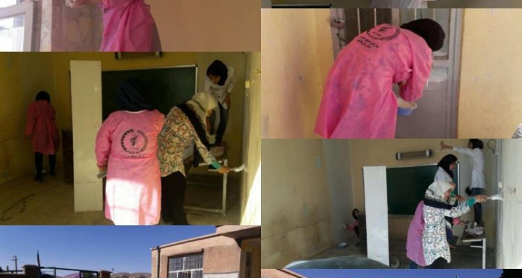 رنگ آمیزی و نقاشی دبستان روستایی در اسلام آبادغرب توسط گروه جهادی خواهران 