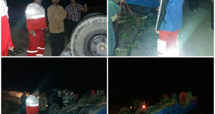 واژگونی یک دستگاه سایپا در محور حمیل به شاهبداغ + تصاویر