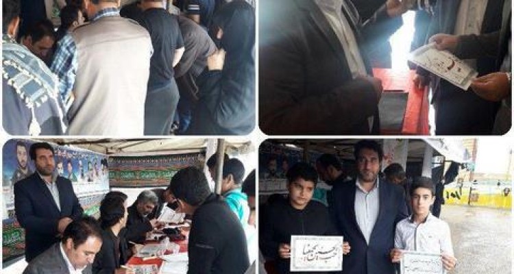  هنر خوشنویسی در مسیر زائران اربعین حسینی(ع) در موکب خادمان راه بهشت بخش حمیل