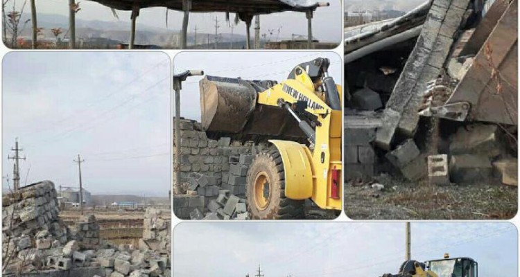  قلع بنای  ساخت و ساز غیرمجاز در اراضی ڪشاورزی شهرستان اسلام آبادغرب