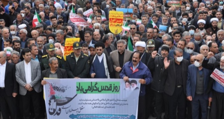 فریاد مرگ بر آمریکا و مرگ بر اسرائیل اسلام‌آبادی‌ها در راهپیمایی روز جهانی قدس+فیلم