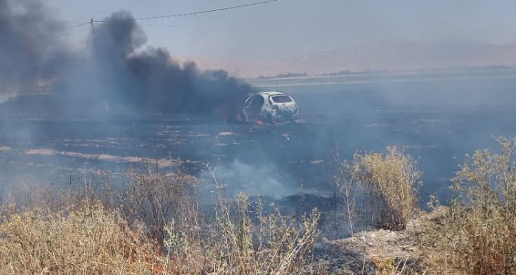 آتش گرفتن خودرو تیبا۲ در محور حمیل به اسلام‌آبادغرب