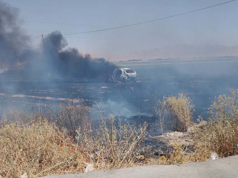 آتش گرفتن خودرو تیبا۲ در محور حمیل به اسلام‌آبادغرب